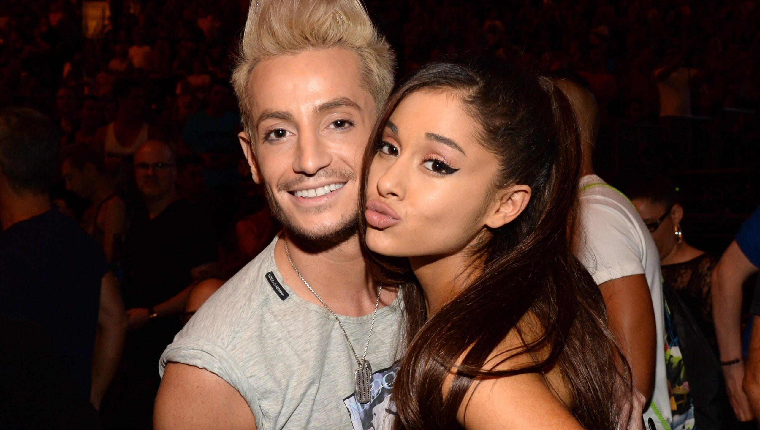 NEW YORK, NY - SEPTEMBER 16:  (Exclusive Coverage) Frankie J Grande and Ariana Grande pose before Madonna performs onstage during her "Rebel Heart" tour at Madison Square Garden on September 16, 2015 in New York City.  (Photo by Kevin Mazur/Getty Images for Live Nation)