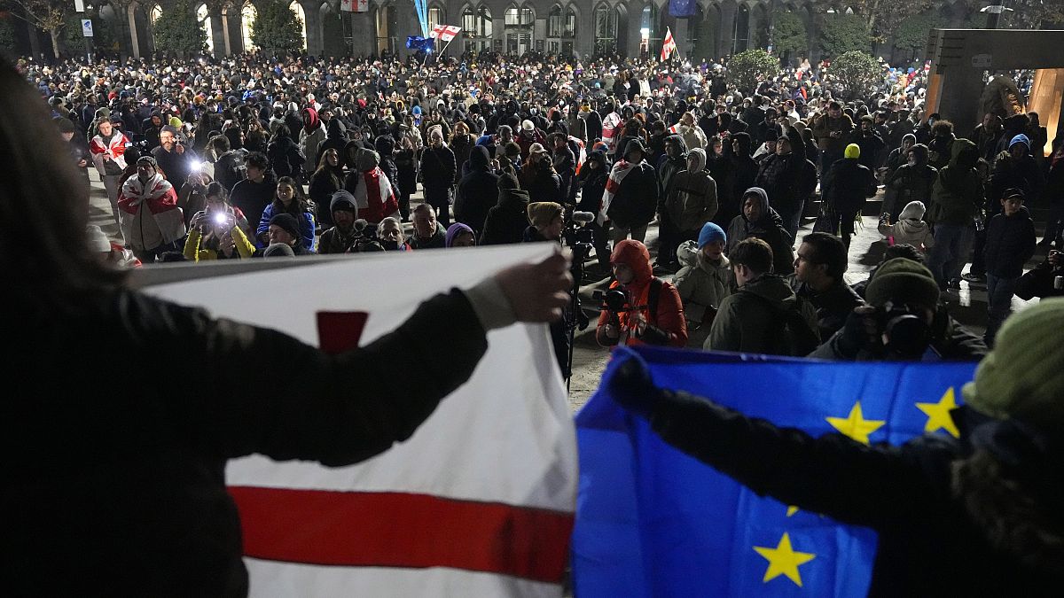 Una delegación del Parlamento de la UE visita Georgia y marcha con manifestantes pro UE